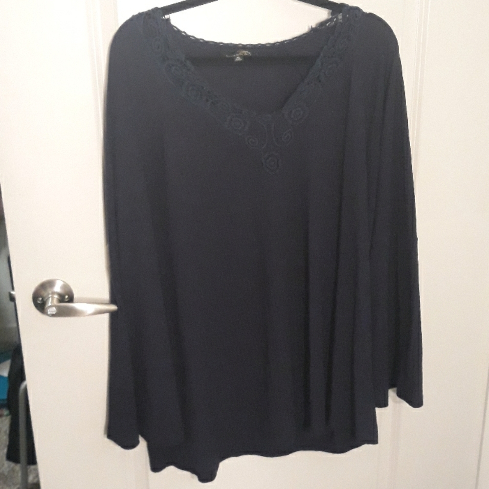 Navy blue long bell sleeve top